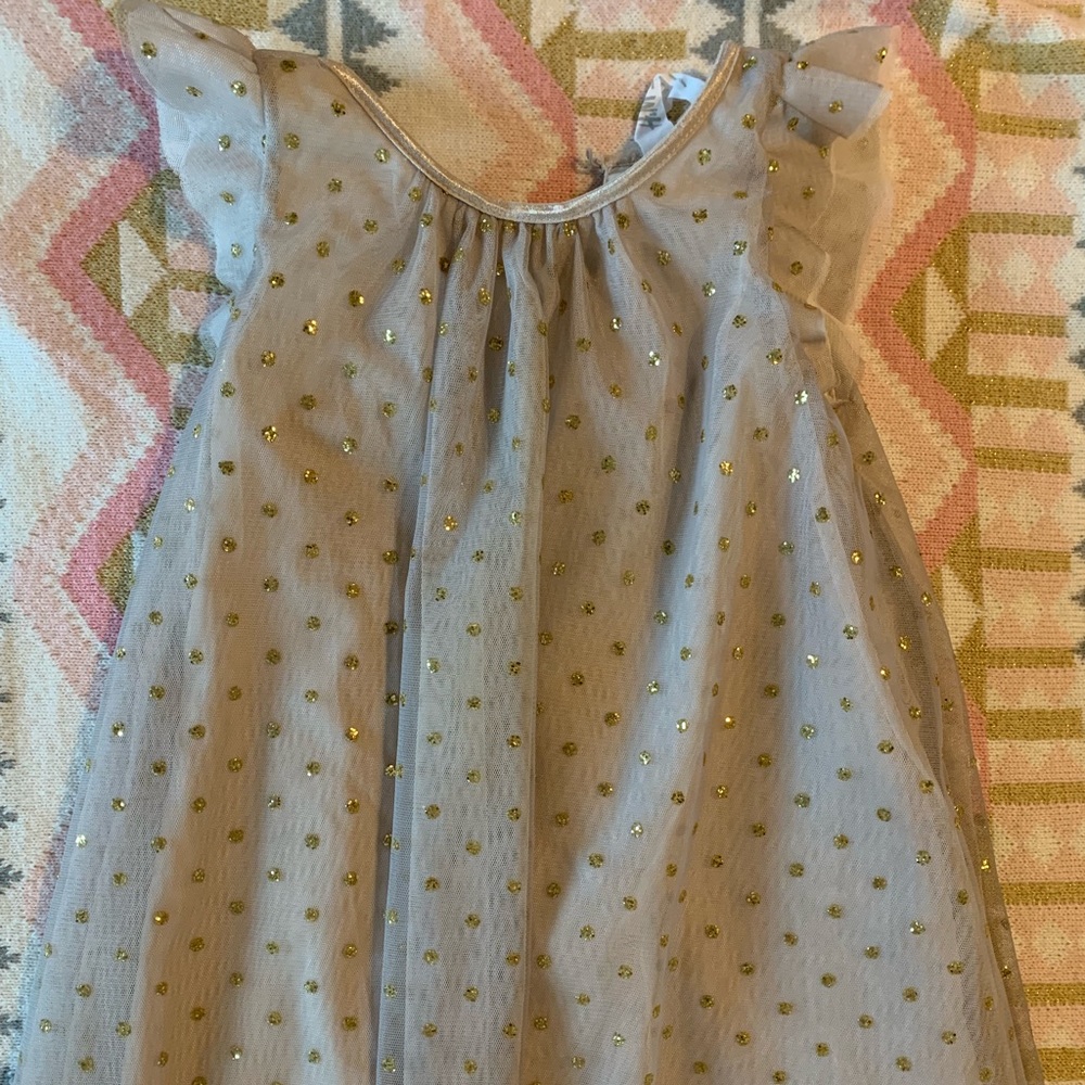 Gold dot tulle swing dress